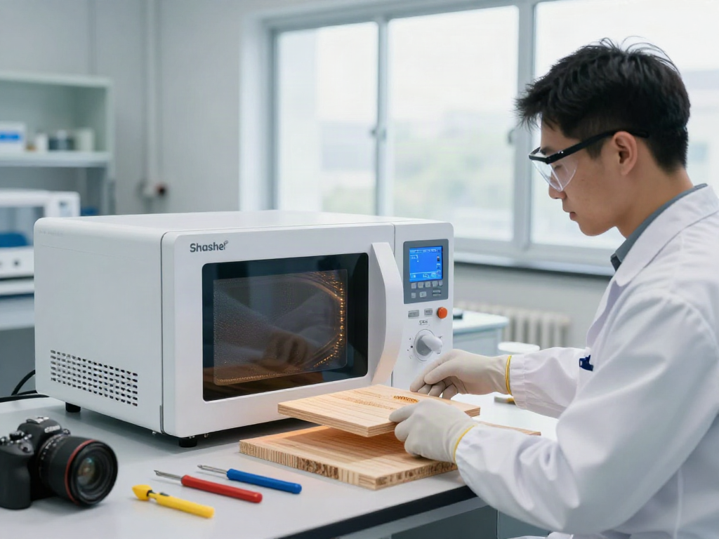 Technicien utilisant le dispositif Shashel® pour traiter le bois contre les insectes.